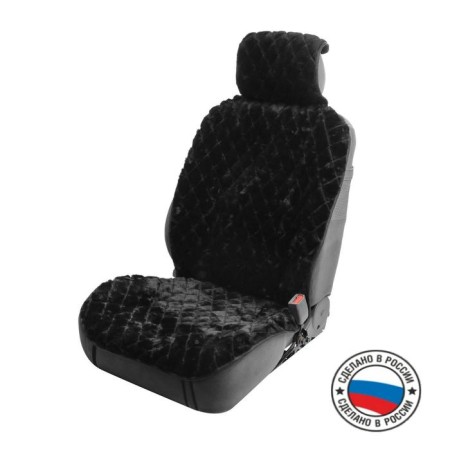 Front seat, artificial fur, rhombus, size 55 x 135 cm, black