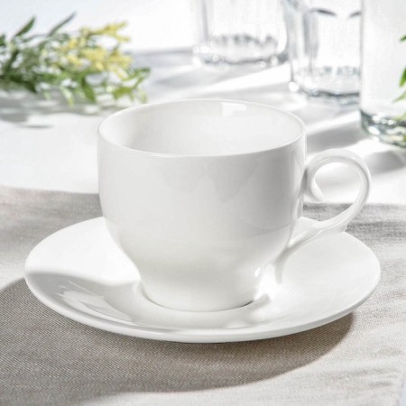 Tea steam porcelain Wilmax, 2 items: a cup 330 ml, a saucer d = 15.6 cm, white color