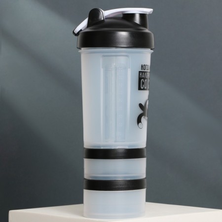Plastic shaker "Laziness", 500 ml, two compartments-1