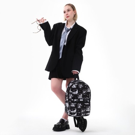 Backpack School Textile "Anime", 42x14x28 cm, black color-10