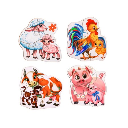 Figure puzzle "Farm", 4 puzzles, 21.5 × 21.5 cm-1