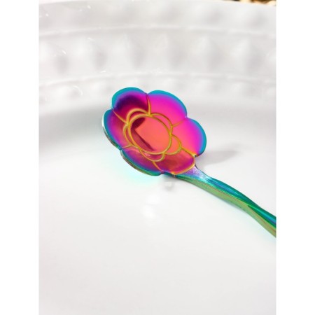 Spoon dessert Magistro "flower", length 12.5 cm, twisted, chameleon color-1