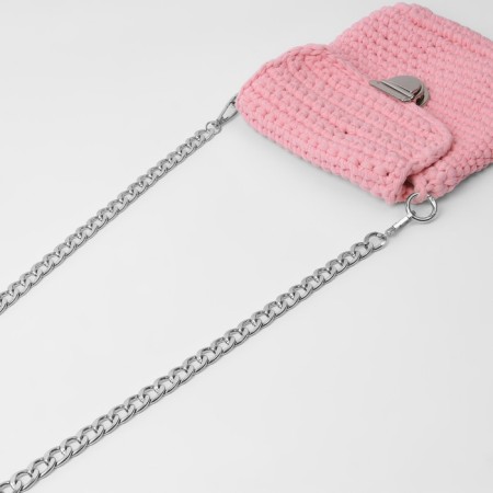 A chain for a bag, with carbines, metal, flat, 18 × 13 mm, 120 cm, silver color-2