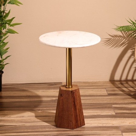 Coffee table 40x40x59 cm, marble, aluminum, tree