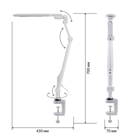 NLED-496-12W-W desktop lamp on a white clamp-2