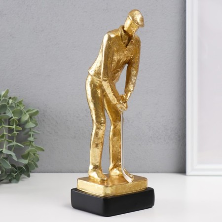 Souvenir Polystone "Golphist" gold 9.5x8.5x27 cm-3
