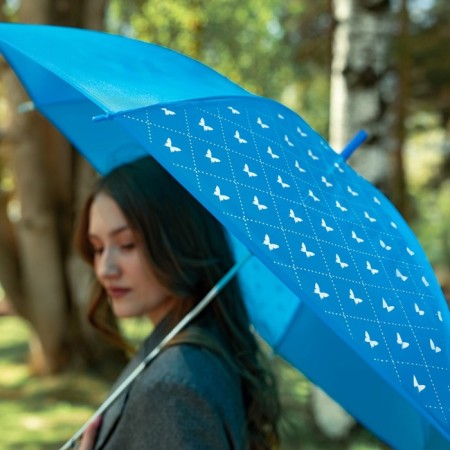 Umbrella female cane "Bright butterflies", 8 knitting needles, d = 90 cm, blue color-8