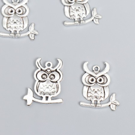 Decor for creativity Metal "Council on a branch" Silver set 10 pcs 2.4x1.9 cm
