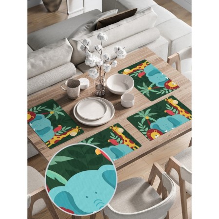 A set of napkins for setting the table "Children's jungle", rectangular, rounded edges, size 30x46 cm, 4 pcs-1