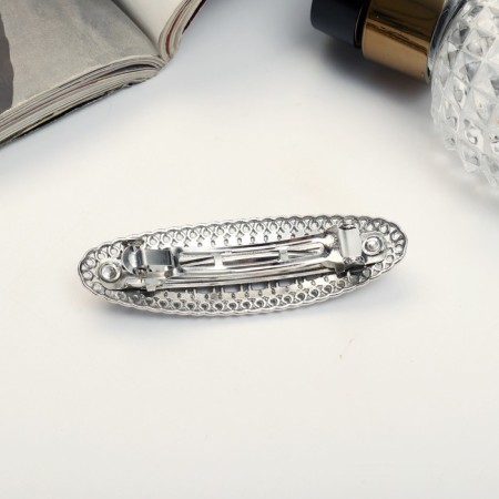 Halfish hair clip "Briana" oval, 7 cm, silver-1