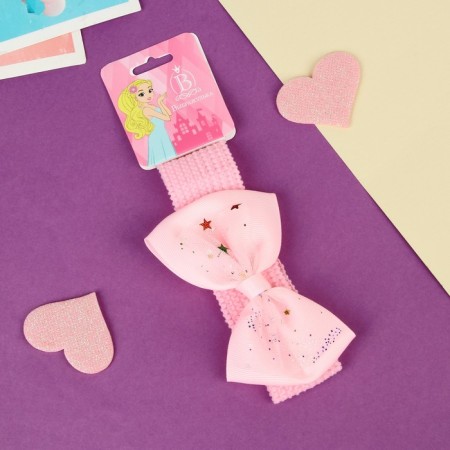 Hair bandage "chosen" falling star, 16x3 cm, pink-2