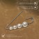 Pin "Quartet", 7.5 cm, white color in silver