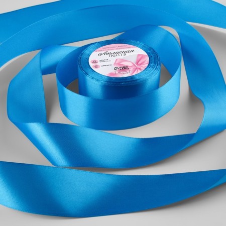Satin tape, 40 mm × 23 ± 1 m, azure color