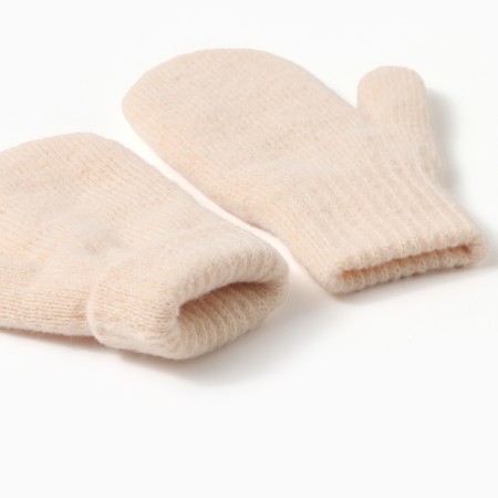 Baby mittens made of Mongolian wool, beige color, river 16-2