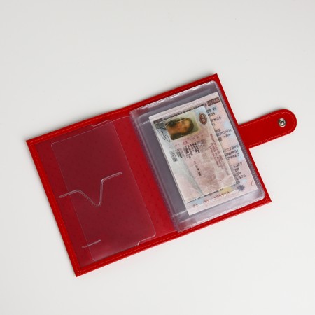 Cover for auto documents on the button, textura, red color-5