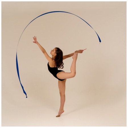 Ribbon for rhythmic gymnastics with a stick Grace Dance, 4 m, blue color-5