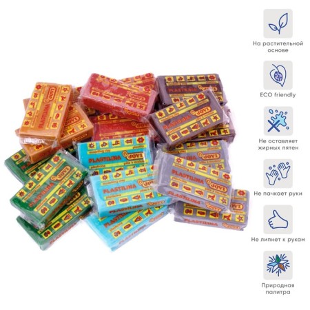 Plant -based plasticine, 6 colors, 900 g, Jovi Nature, display, for kids-1