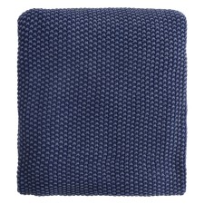 Blave made of washed cotton dark blue in color Essential, size 130x180 cm