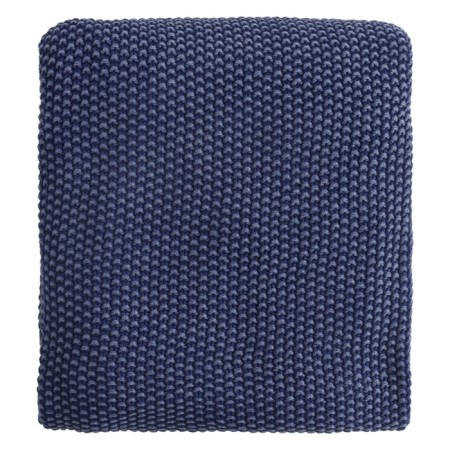 Blave made of washed cotton dark blue in color Essential, size 130x180 cm