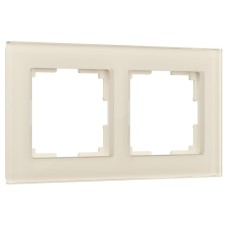 Рамка W0021141, 2 розетки Favorit, молочный, стекло
