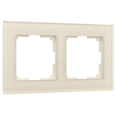 Frame W0021141, 2 Favorit sockets, milk, glass