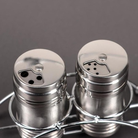 A stainless steel spices set on the stand “metallic”, 100 ml, 2 pcs, silver color-1