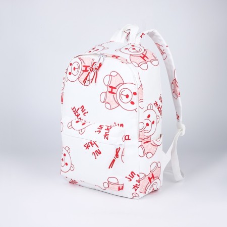 Youth backpack on lightning from textiles, 4 pockets, white/red color-2