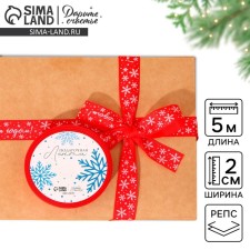 Decorative repression tape “Happy New Year!”, Red, 2 cm × 5 m