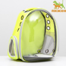 Backpack for carrying animals, transparent, 31 x 28 x 42 cm, yellow