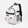 School backpack from textiles, 6 pockets, wallet, white color
