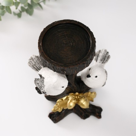 Souvenir Polystone SPRISE "Two White Birds with a stand" D = 7.5 cm 15x11.5x19.5 cm-4