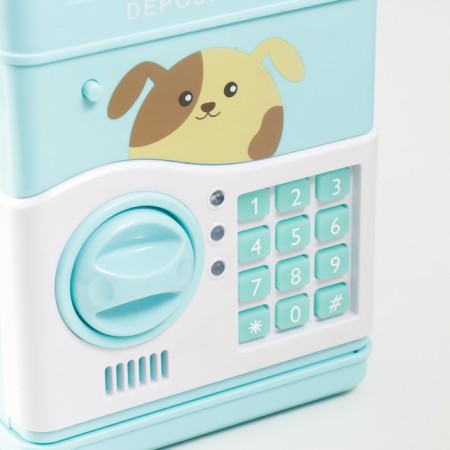 Piggy bank Plastic "safe. Puppy" code castle, sound aa blue 13x12x19 cm-4