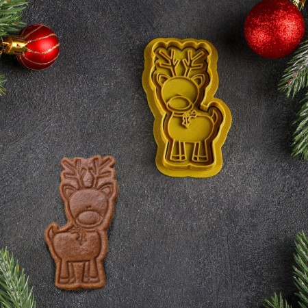 Books Form "Christmas Deer", cutting, stamp, gold color