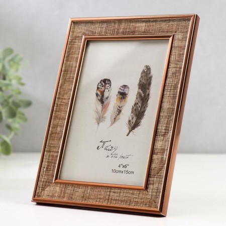 Photo frame plastic 10x15 cm "Wood drawing" with copper stroke 18.5x13.5 cm-1