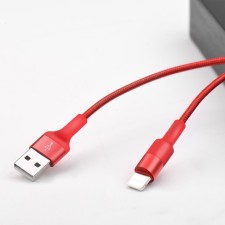 Hoco X26, Lightning - USB, 2 A, 1 m, data transfer, nylon braid, red