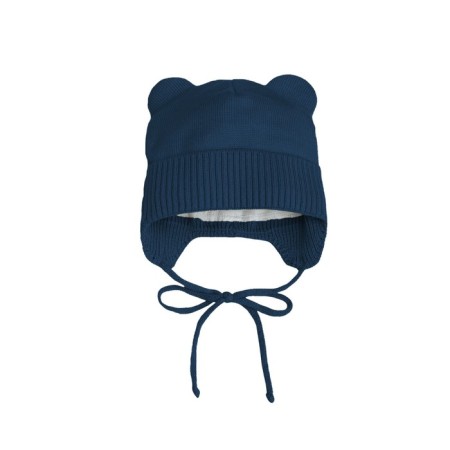 A cap on ties with ears Children's Amarobaby Pure Love Bear, with a lining, size 46-48 cm, color blue-5