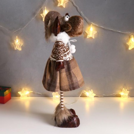 Interior doll "Losik in a skirt in a cell, and a sweater with patterns" 57x12x17 cm-2
