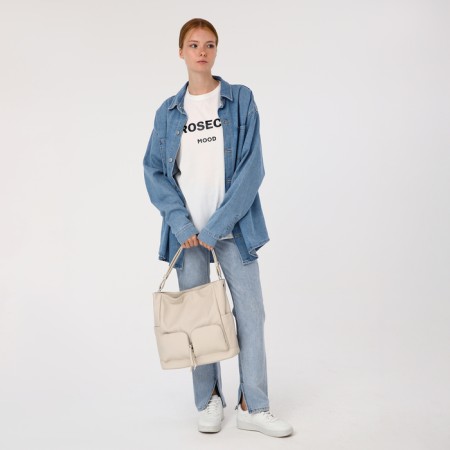 Lugus bag, 3 outer pockets, milk color-7