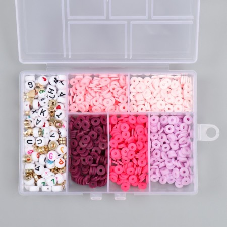 Beads in the box "Pink" thread 0.8 mm 5 m 12x8.4x2.2 cm-3
