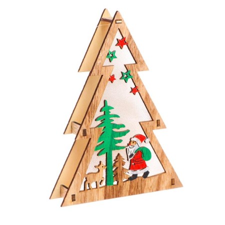 New Year's light decor desktop "Christmas tree and Santa Claus" 15 × 11 × 2 cm-1