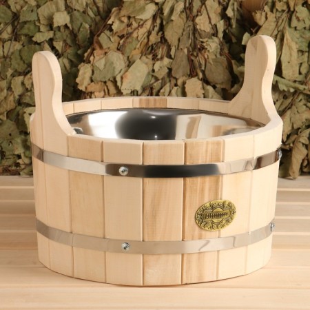 A gang made of linden is round, 5l, stainless insert, "Dobroparov"-2