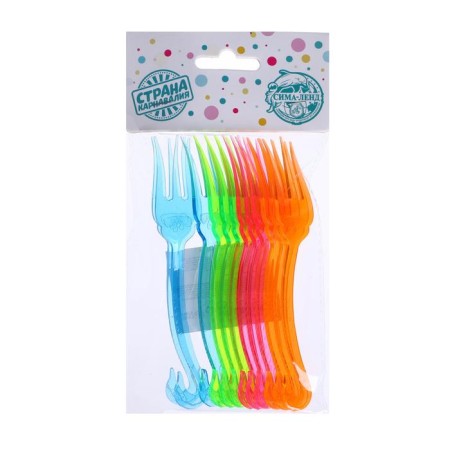 Plastic forks, set 12 pcs., Mix colors-2