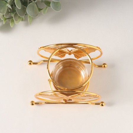 Summary Metal for 1 candle "Butterfly in a circle" d = 4.5 cm gold 6.2x11.2x10.5 cm-3