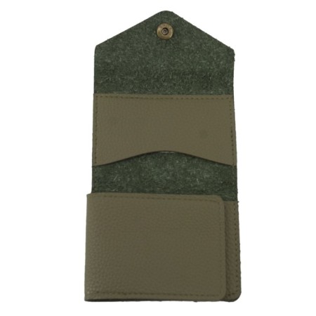 Cartholder, genuine leather, olive 10x8.5x1.5 cm-1