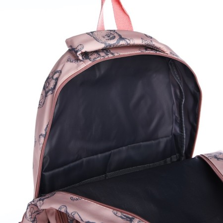 School backpack from textiles on lightning, 4 pockets, pink color-5