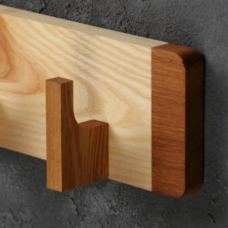 Wooden hanger wall, on 4 hooks, array of oak, ash-6
