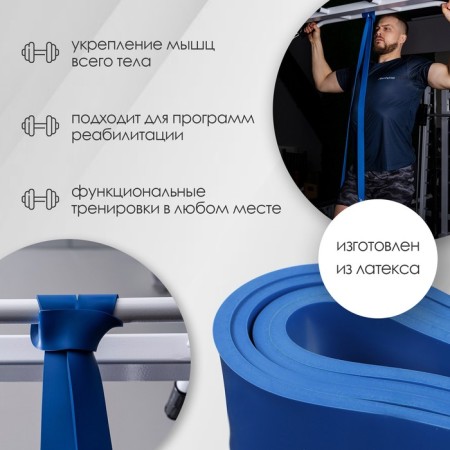 Espander Multifunctional ONLYTOP, 208x4.5x0.5 cm, 17-54 kg, blue color-1
