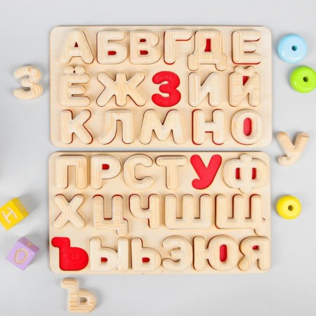 Lnut frame "Alphabet", alphabet of letters: 6 cm, tablet size: 42 × 22 cm-1