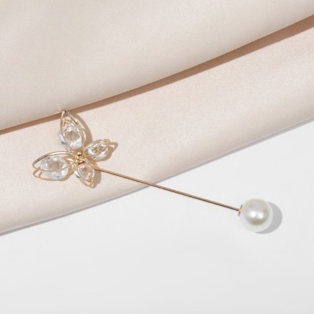 Pin "butterfly" voluminous, 7.5 cm, white color in gold-3