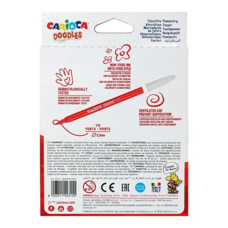 Fleeters 24 colors, Carioca "Doodles", average letter 2.2 mm, super-bright, washed off, cardboard, euro suspension-4